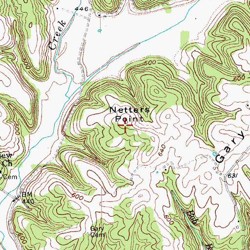 Topographic Map of Netters Point, KY