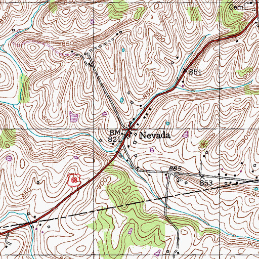 Topographic Map of Nevada, KY