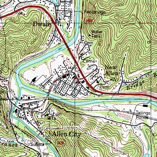 Topographic Map of New Allen, KY
