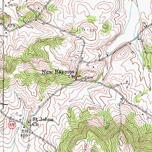 Topographic Map of New Baymus Church, KY