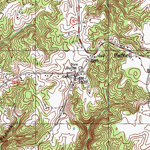 Topographic Map of New Bethel Church, KY