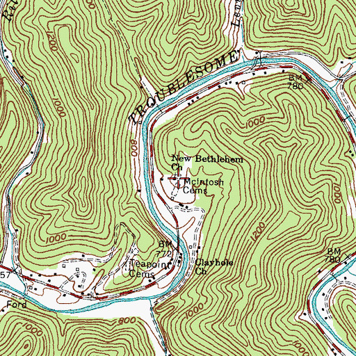 Topographic Map of New Bethlehem Church, KY
