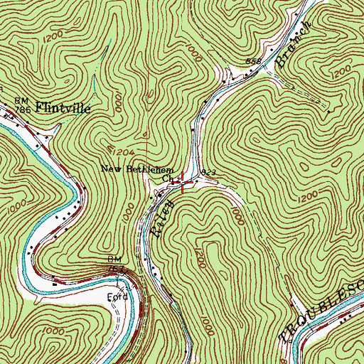 Topographic Map of New Bethlehem Church, KY