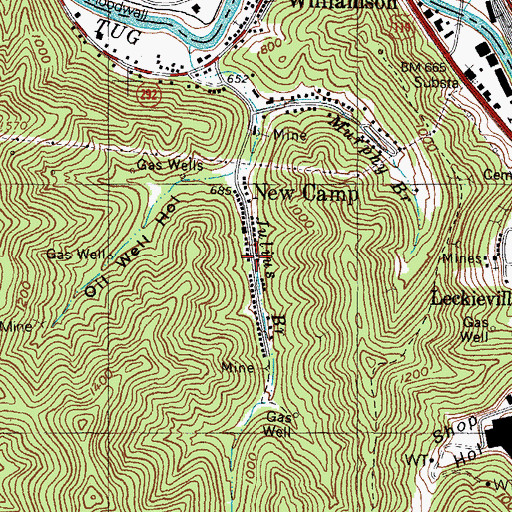 Topographic Map of New Camp, KY
