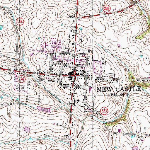 Topographic Map of New Castle, KY