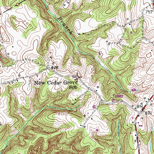 Topographic Map of New Cedar Grove School, KY
