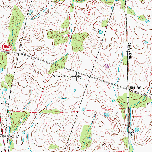 Topographic Map of New Chapel, KY