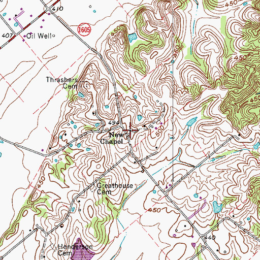 Topographic Map of New Chapel, KY