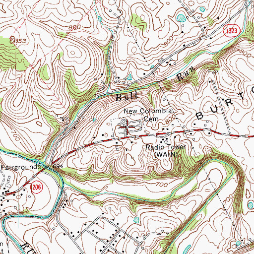 Topographic Map of New Columbia Cemetery, KY