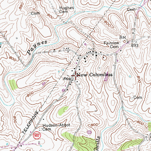 Topographic Map of New Columbus, KY