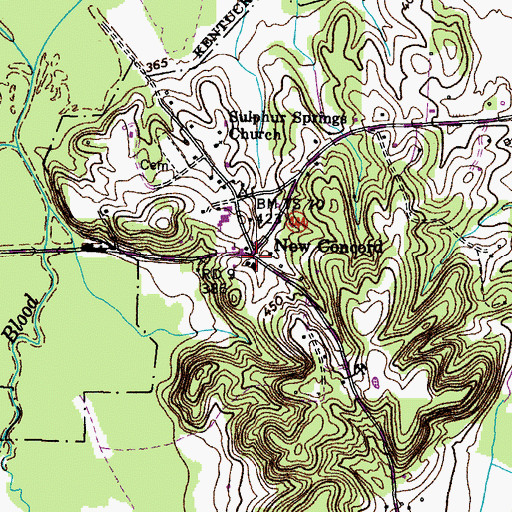 Topographic Map of New Concord, KY