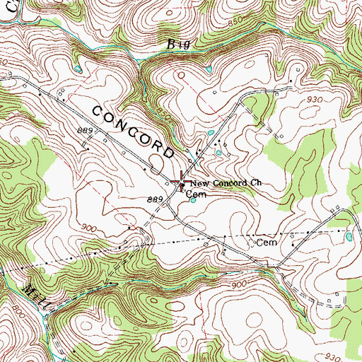 Topographic Map of New Concord Church, KY