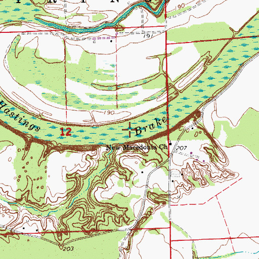 Topographic Map of Hastings Brake, AR