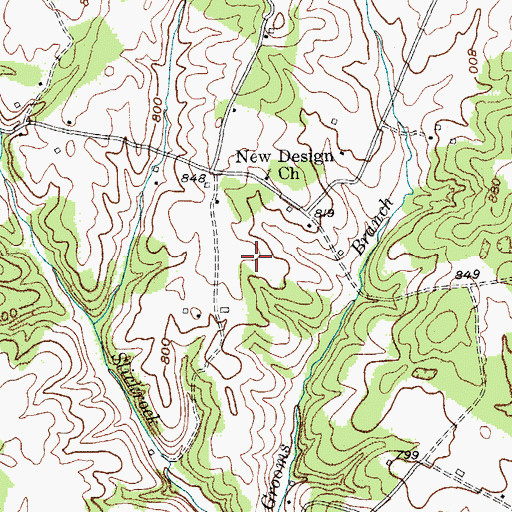 Topographic Map of New Design Church, KY