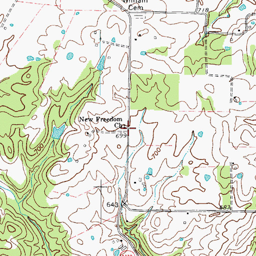 Topographic Map of New Freedom Church, KY