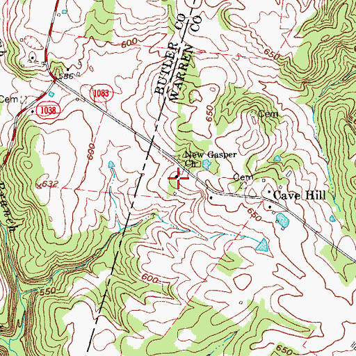 Topographic Map of New Gasper Church, KY