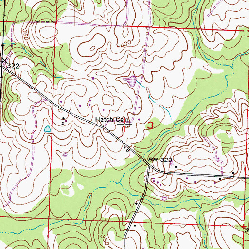 Topographic Map of Hatch Cemetery, AR