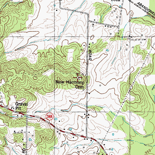 Topographic Map of New Harmony Cemetery, KY