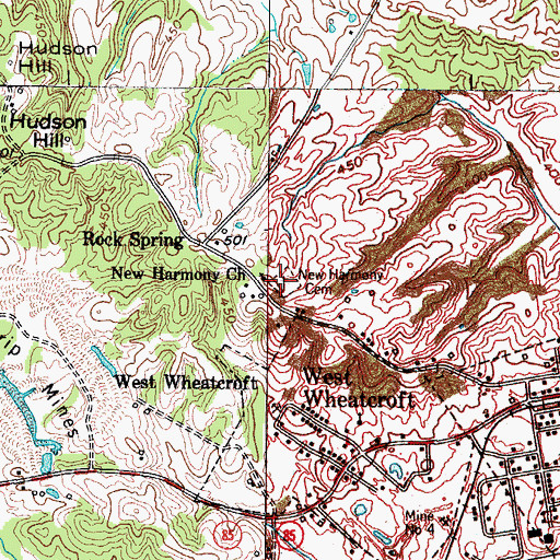 Topographic Map of Rock Springs Cemetery, KY