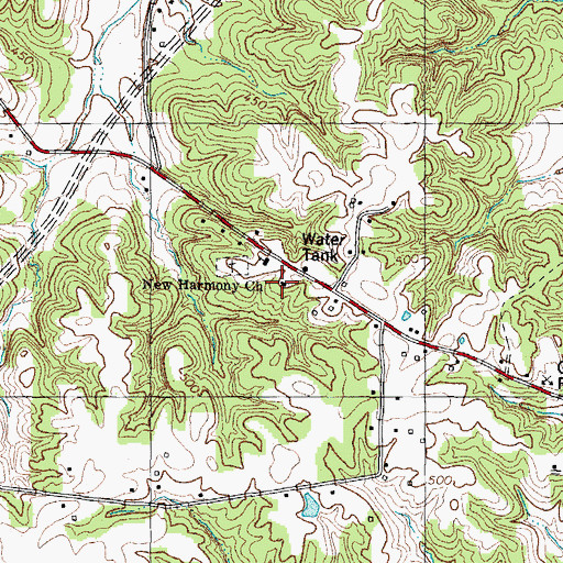 Topographic Map of New Harmony School, KY