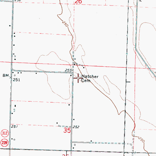 Topographic Map of Hatcher Cemetery, AR