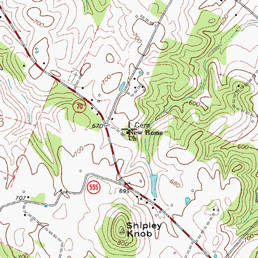 Topographic Map of New Home Church, KY