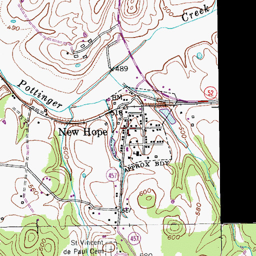 Topographic Map of New Hope, KY