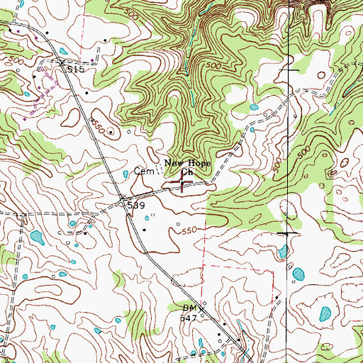 Topographic Map of New Hope Church, KY