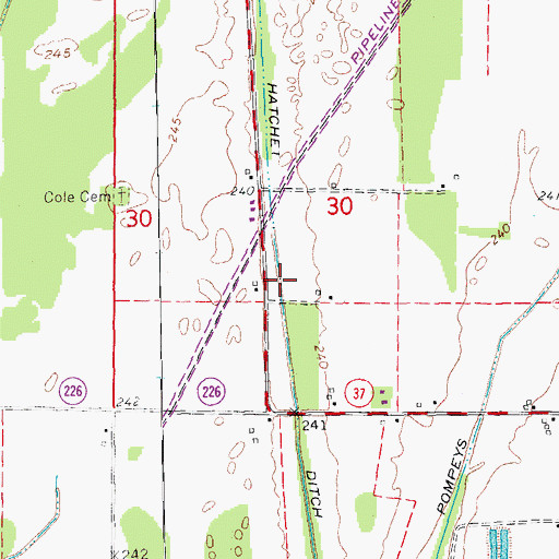 Topographic Map of Hatchet Ditch, AR