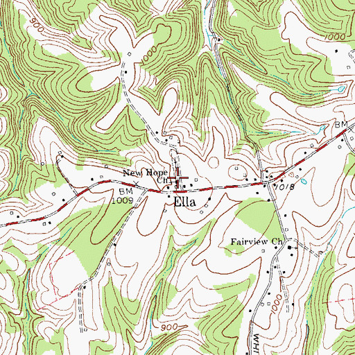 Topographic Map of New Hope Church, KY