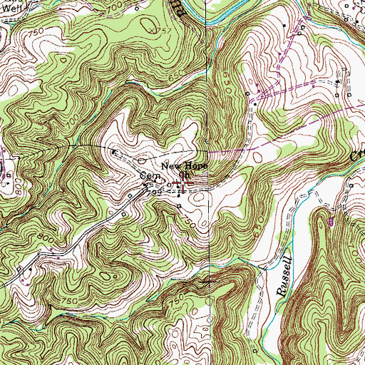 Topographic Map of New Hope Church, KY