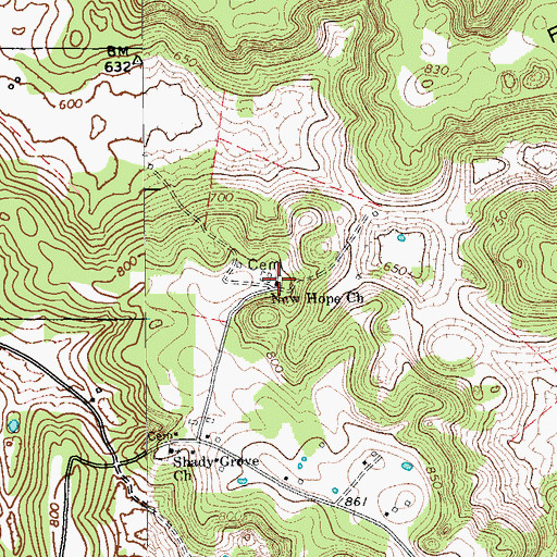 Topographic Map of New Hope Church, KY