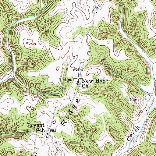 Topographic Map of New Hope Church, KY