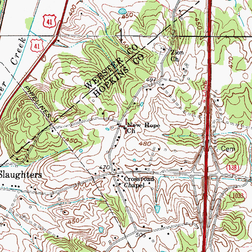 Topographic Map of New Hope Church, KY