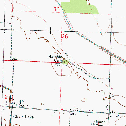 Topographic Map of Hatchie Cemetery, AR