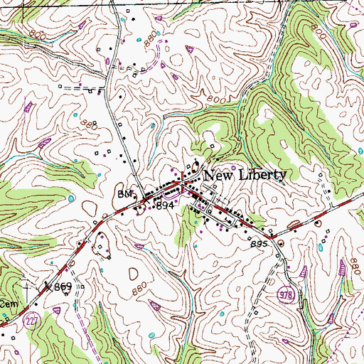 Topographic Map of New Liberty, KY