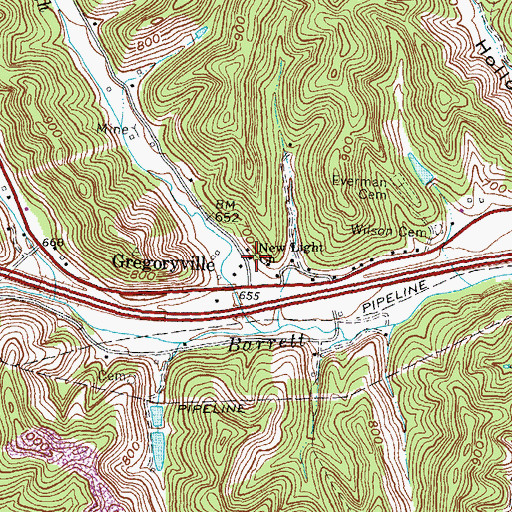 Topographic Map of New Light Church, KY