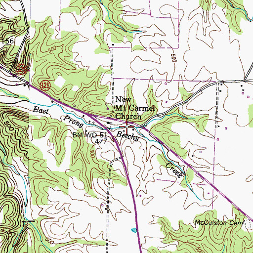 Topographic Map of New Mount Carmel Church, KY