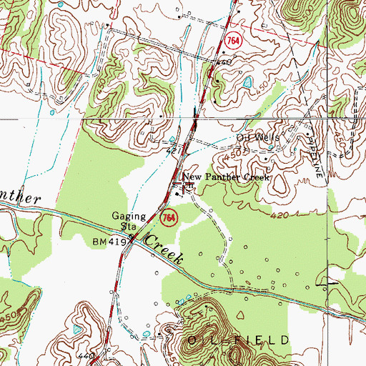 Topographic Map of New Panther Creek Church, KY