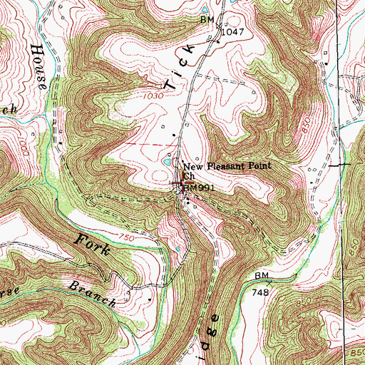 Topographic Map of New Pleasant Point Church, KY