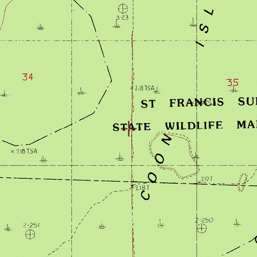 Topographic Map of Hatchie Coon Island, AR