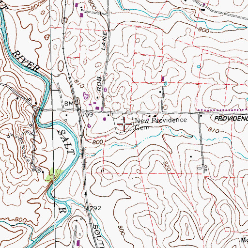 Topographic Map of New Providence Cemetery, KY