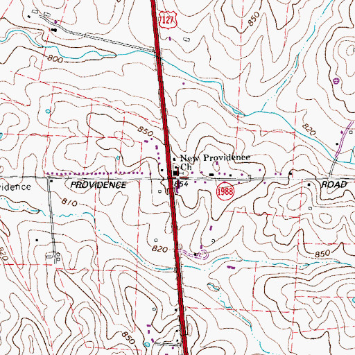 Topographic Map of New Providence Church, KY