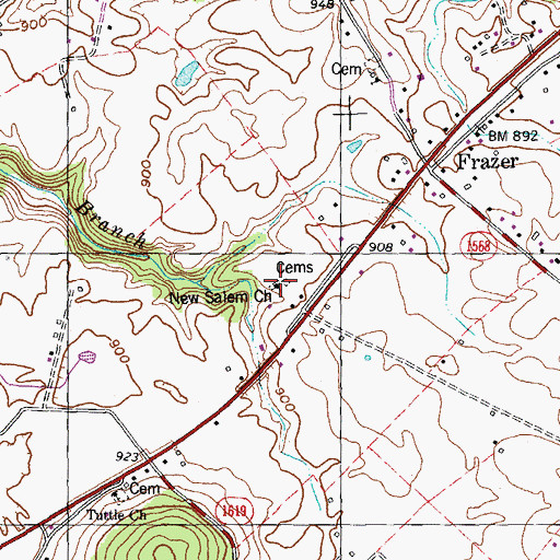Topographic Map of New Salem Baptist Church, KY
