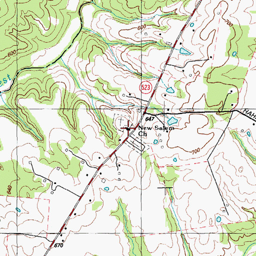 Topographic Map of New Salem Baptist Church, KY