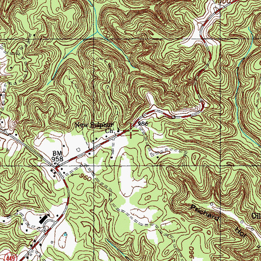 Topographic Map of New Sulphur Church, KY