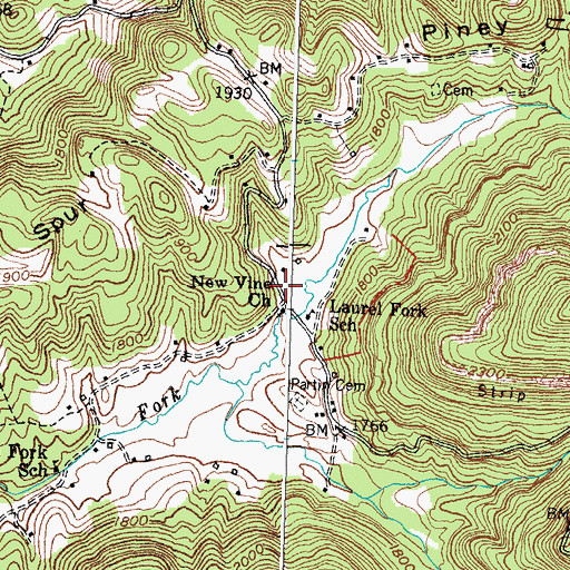 Topographic Map of New Vine Church, KY