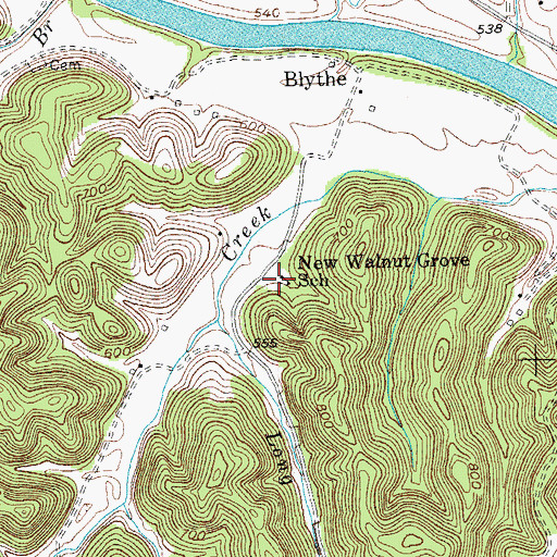 Topographic Map of New Walnut Grove School, KY