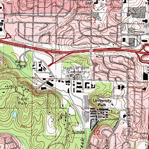 Topographic Map of Haven of Rest Cemetery, AR