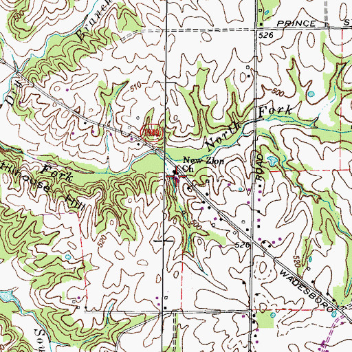 Topographic Map of New Zion Baptist Church, KY